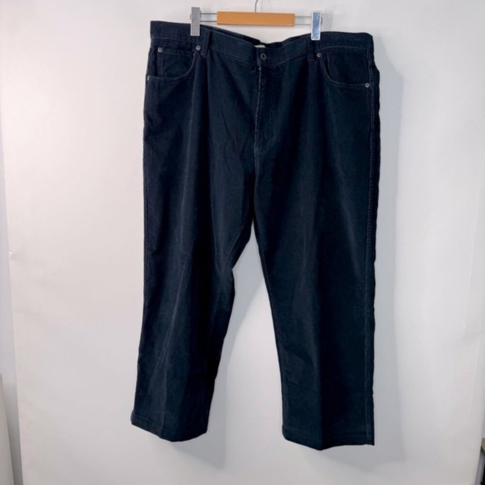 LL Bean Mens Corduroy Pants Straight Leg Natural Fit Flat Front Blue Size 44